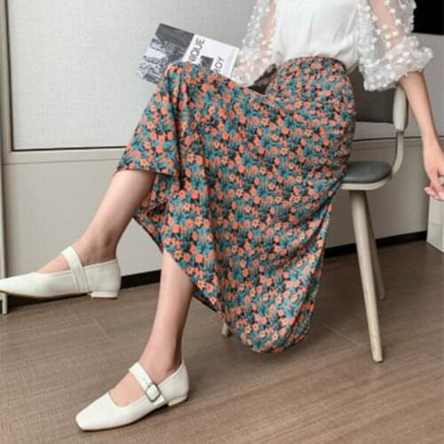 Womens Skirt Vintage Clothes Long Skirts Black Harajuku Summer High Waist Streetwear 2021 Fashion flowy Spring Elastic Chiffon