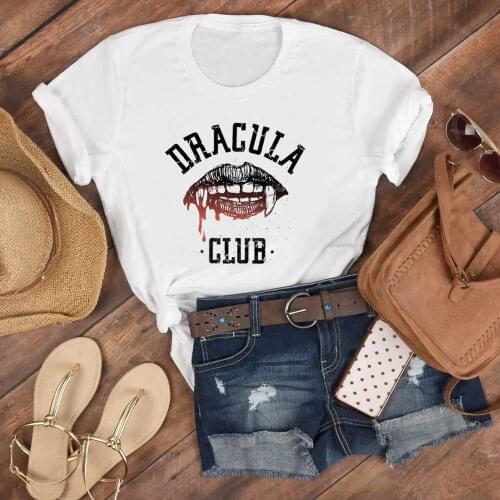 Gothic Halloween Dracula Club Lips T-Shirt 100% Cotton graphic unisex women tumblr Fashion funny hipster casual tshirt top tee