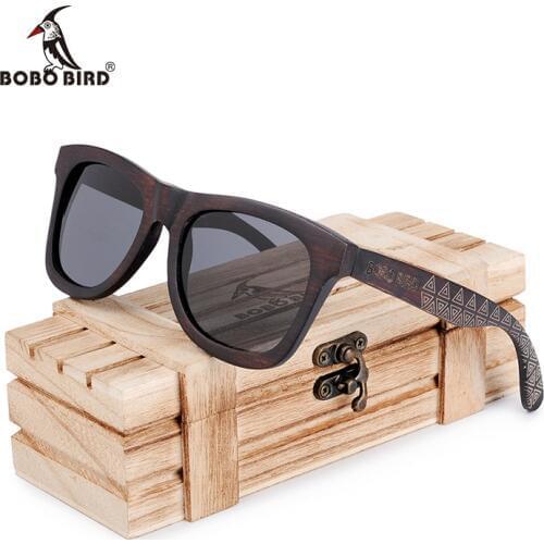 Executed Qualitatively BOBO BIRD DG08a Ebony Wood Polarized Sunglasses Women Men with carved legs Creative Wooden Gift Box