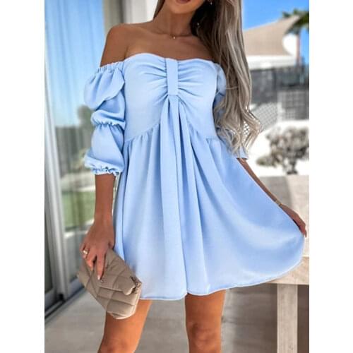 2020 Autumn Fashion Button Party Dresses Women Elegant V Neck Long Sleeve Dresses Office Ladies Solid A-Line Mini Dress Vestidos