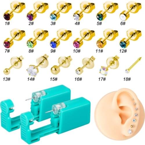 1PC Disposable Sterile Ear Piercing Unit Cartilage Tragus Helix Piercing Gun NO PAIN Piercer Tool Machine Kit Stud DIY Jewelry