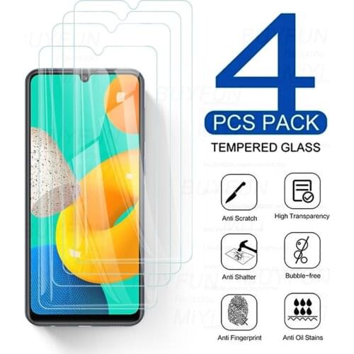 4pcs full cover screen protector tempered glass for samsung galaxy m32 m 32 32a 2021 4g sm-m325f/ds 6.4'' amror protection film