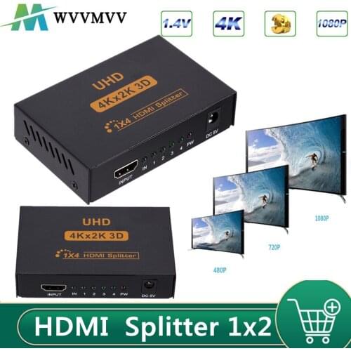 4K HDMI-compatible Splitter 1x4 Full HD 1080P Video HDMI Switch Switcher 1 in 4 out Amplifier Adapter For DVD PS3 HDTV Xbox