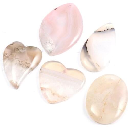 5pcs / Lot Pink Striped Agates Pendant Reiki Healing Natural Stone Meditation Amulet DIY Jewelry Natural Stone Charms