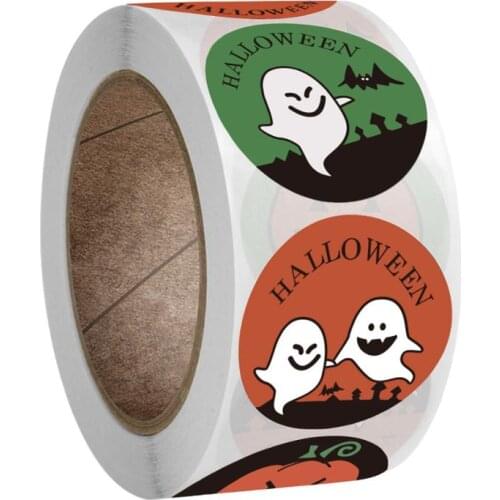 500pcs 1 " Halloween Sticekrs Pumpkin Spider Ghost Festival Seal Label Decorative Paper Decor Gift Bag Box