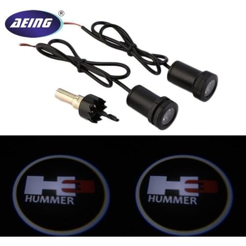 AEING 2pcs For Hummer H3 Ghost Shadow Logo welcome Car White LED Door Light Laser Courtesy Slide Projector logo Emblem light