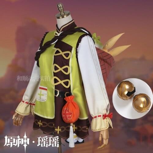 Anime Genshin Impact YaoYao Cosplay Costume Lolita Dress Lovely Uniform Yao Yao Full Set Game Suit Halloween Outfit For Women