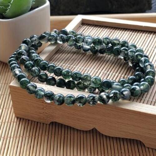 Natural Ink-green Agate Bracelet Jewelry Fine Jewelry Ice Seed Permeable Agate 108 Multi-layer Bracelet Jewelry