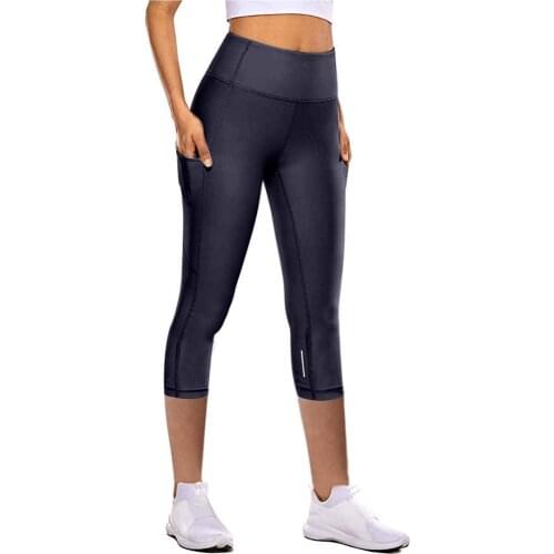 Pants Womens Tight Elastic Quick Dry Solid Color Pocket Capris Seamless Pants Leggings Sport Women Fitness Штаны Женский