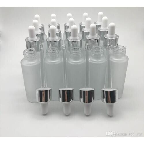 Frost Glass Dropper Bottle 30cc 30ml PIpette Dropper Vial 1oz Glass Sample mini Container with white black cap