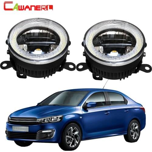 Cawanerl For Citroen C-Elysee 2012-2018 Car LED Light Kit Fog Light Daytime Running Light DRL Angel Eye 12V Accessories