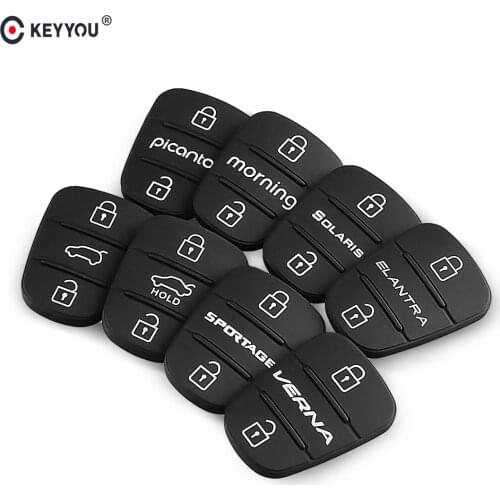 KEYYOU For Hyundai I20 I30 I35 Picanto Solaris RIO Sportage Elantra Kia K2 K5 Verna 3Button Remote Car Key Shell Case Rubber Pad
