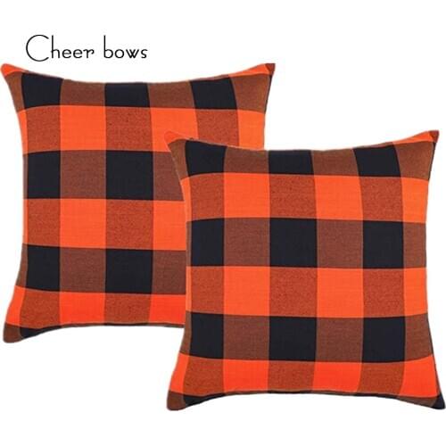 Cheerbows Red Black Grids Printed Cushion Cover Polyester Throw Pillow Case Striped Grid Triangular Geometric Art Cushion Cover