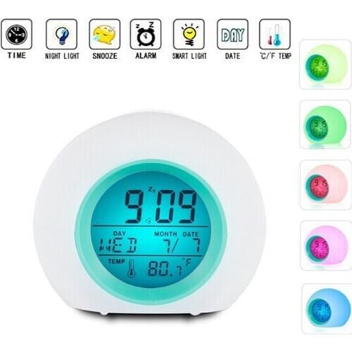 Touch Sensing Digital Alarm Clock Sunrise Sunset RGB LED Wake Up Lights With Colorful Light Snooze Mode Nature Sound