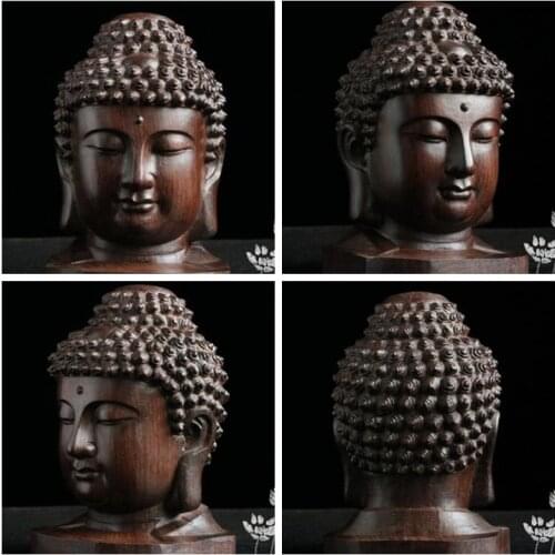 6cm Buddha Statue Wood Wooden Sakyamuni Tathagata Figurine Mahogany India Buddha Head Statue Crafts Decorative India Head Crafts