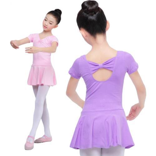 Childrens Dance Costume Spring Childrens Skirt Bowknot Ballet Clothing Female Long / Short Sleeve Dance practice Costume