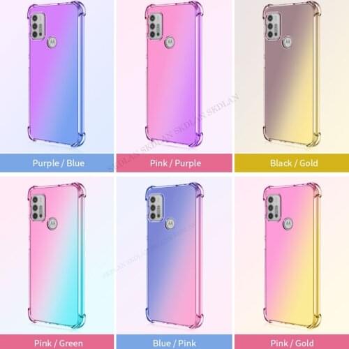 For Motorola Moto G50 G10 G30 E7 Power G9 Play Soft Case Transparent Gradient Shockproof Phone Case for Moto G 5G plus G8 cover