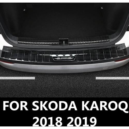 For SKODA KAROQ 2018 2019 stainless steel Exterior Rear Trunk Bumper Scuff Plate Door Sill Auto Accessories Stainless Steel