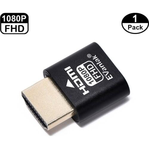 Evanlak HDMI DDC EDID Dummy Plug,Headless Ghost, Display Emulator (Fit Headless-1920x1080 New generation@60Hz)