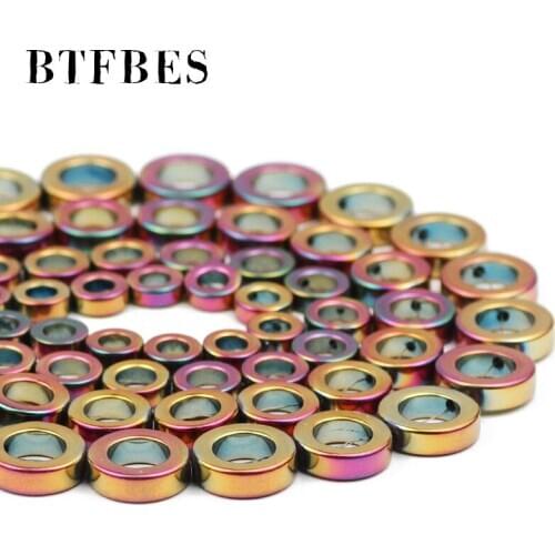 Hematite Natural Stone Rose Red Circle Shape Charm Spacers Beads 8/10/12/14mm For bracelet Necklace Earrings Making DIY Jewelry