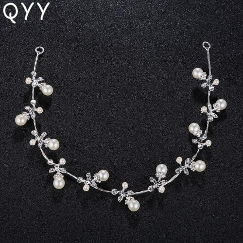 Headband Wedding Tiara Handmade Hair Vine Jewelry Crystal Pearls For Bride Tiaras Hairpieces Accessories