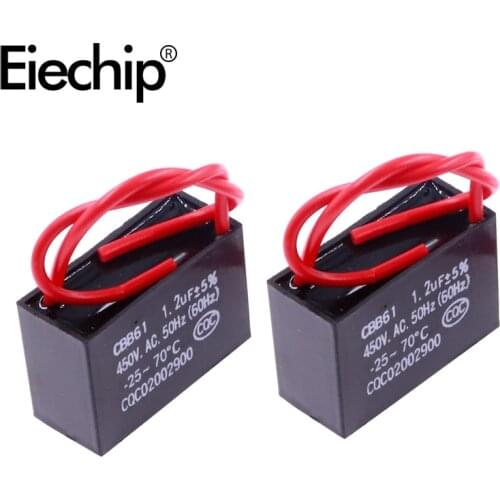 CBB61 450V 1uF ~ 18uF Terminal Ceiling Fan Motor Running Rectangle Capacitor 1 1.2 1.5 2 3 4 5 6 8 10 12 18 uF Fan Capacitor