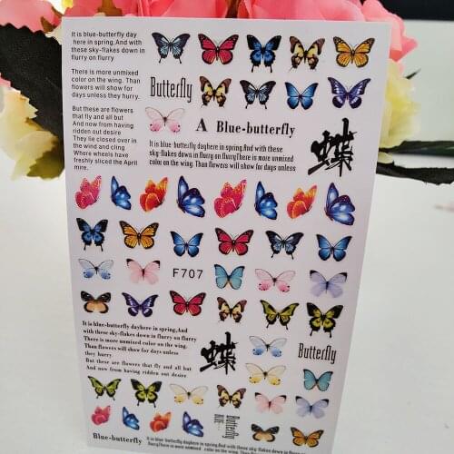 Colorful Butterfly Nail Art Stickers 3D Adhesive Letters Nails Decoraciones Foil Decals Manicure Accessories