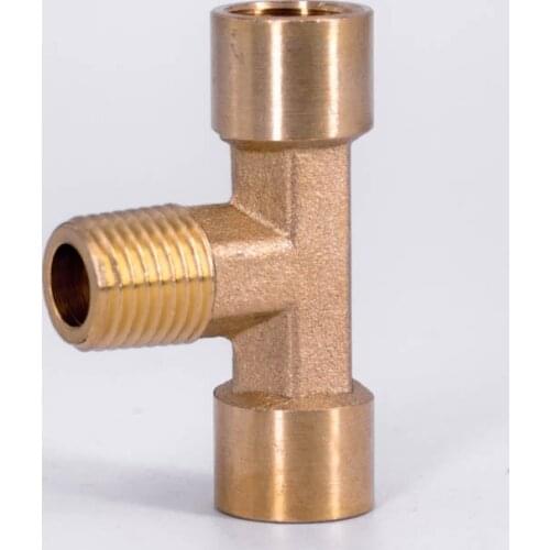 1/4" NPT Female-Male-Female Tee 3 Ways Brass Pipe Fitting Water Gas Fuel