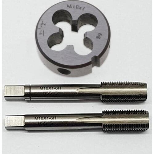 M10 x 1.00 Fine Thread Male Tap Tool Set Straight Grooved Wire Tap Round Die