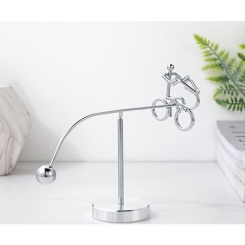 Metal Craft Mobile Cycling Man Science Balance Toy Bicycle Pendulum Toy for Home Office Decor