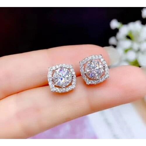 Cute Lab Moissanite Stud Earring 100% Real 925 sterling silver Jewelry Engagement Wedding Earrings for Women Bridal Gift