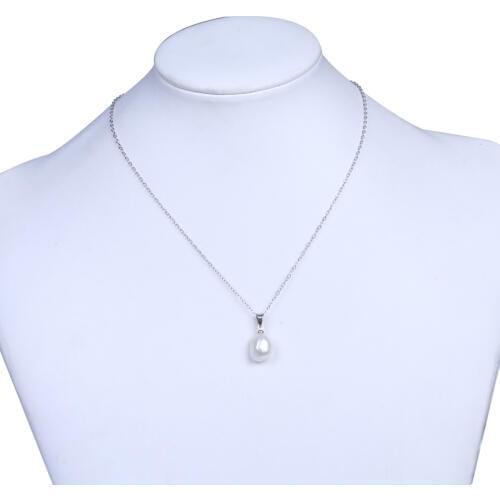 Trendy Design White Freshwater Pearl Necklace Baroque Pearl Pendant Necklace With 925 Sterling Silver Chain