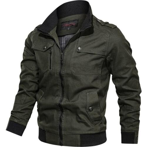 Autumn Men Jacket Military Bomber Jacket Men Stand Collar Pure Cotton Tactical Jacket Men Army Coat Slim Fit Plus Size 4XL