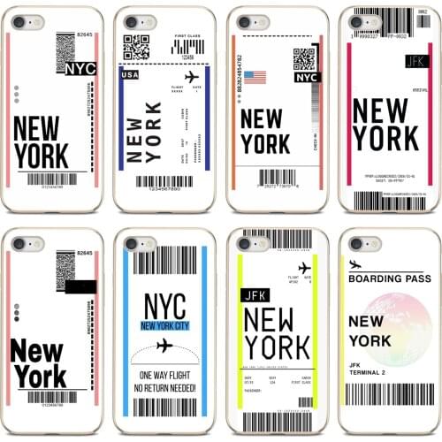 For Xiaomi Mi 5X 6X Max Mix 1 2 2S 3 Mi5 Mi5S Mi6 Mi3 Mi4 poco X3 nfc F2 Pro M3 Soft Shell Cover NEW YORK Travel Flight Tickets