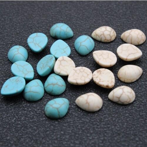 Natural White Blue Turquoise Stone Beads Water Drop Shape Beads Cabochon Stone fit Earring Ring DIY Jewelry Making Accessories