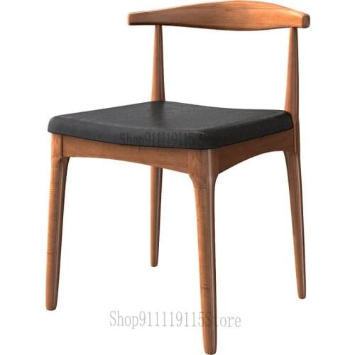 Nordic Simple Solid Wood Dining Chair Back Home Computer Desk Ox Horn Chair Stool Light Luxury Leisure Chair In Modern Restauran