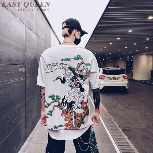 Hip Hop Lovers' Clothes Tshirts Male Women Tops Summer 2019 Crane Printed Japanese Style Harajuku Tee Shirts Hiphop Top FF2181
