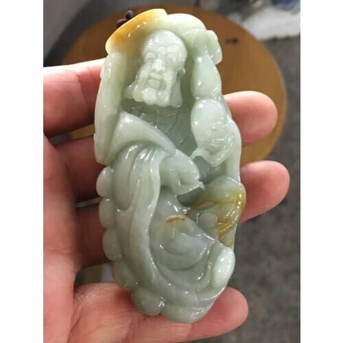 Natural 5A green jade hand-carved guangong jade pendant jade necklace women men pendants necklaces jadeite jade