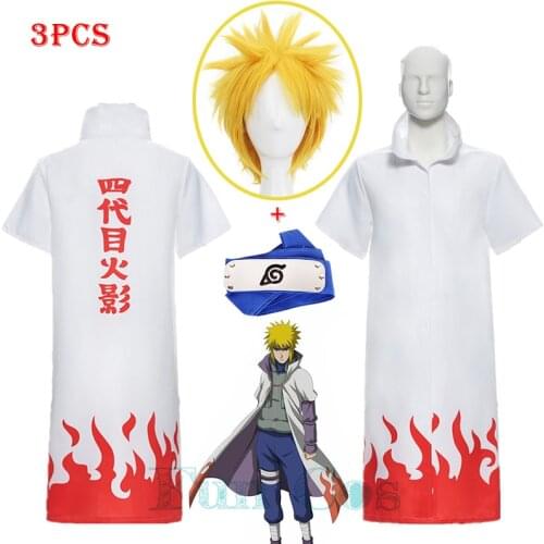 Anime Boruto Role Minato Namikaze Cosplay Cloak White Cape Wig Blue Headband Fourth Yondaime Stand-up Collar Costume Woman Man