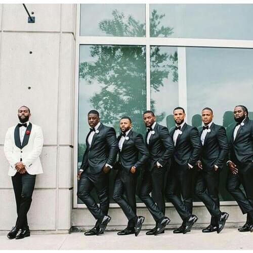 Slim Groom Tuxedo Men Suits for Wedding White Costume Homme Mariage Black Groomsmen Blazer 2Piece Terno Masculino Traje Hombre