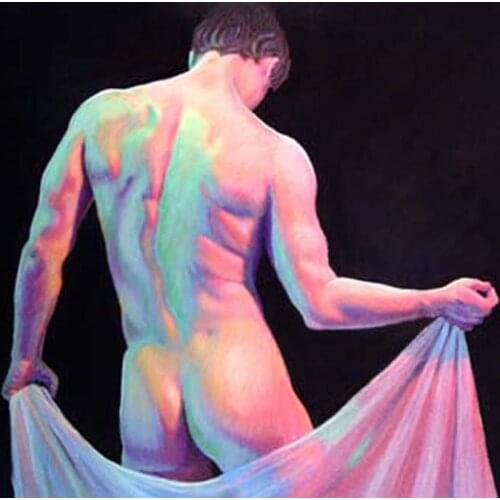 Hand-painted Original Oil painting art back male nude on Canvas 20"X24"