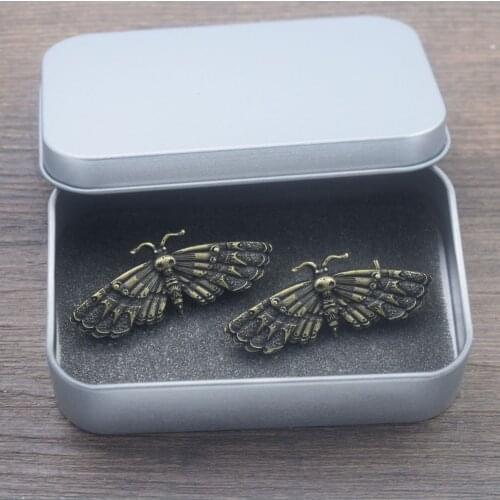 SanLan 1pair dead head skull moth brooch