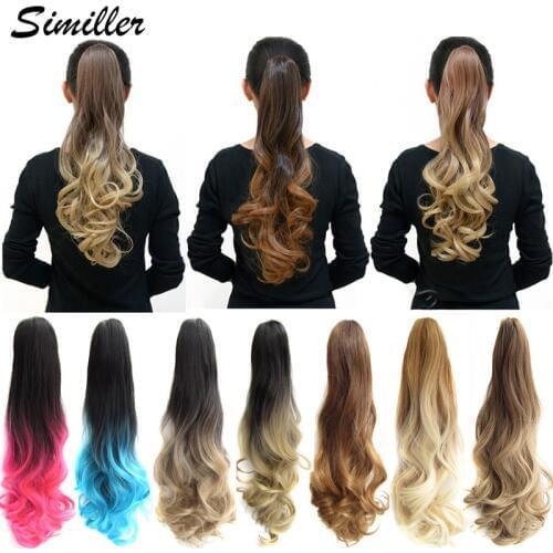 Similler Claw Clip In Ponytail Synthetic Fiber Ponytails Clips On Hair Extensions Curly Ombre Ponytail Hairpieces for Women