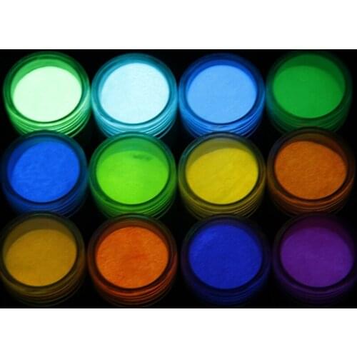 12 Colors Fluorescent Super Bright Glow-in-the-Dark Powder Pigment DIY Jewelry