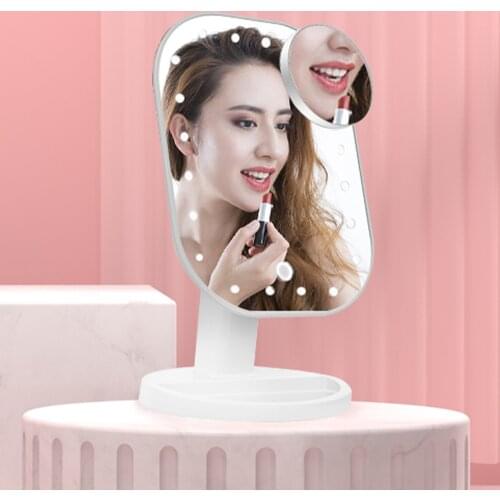 Led Makeup Mirror with LED Light Storage Vanity Mirrors Touch Screen Adjust Light with 10X Magnifying Mirror Cosmetic Mirrors
