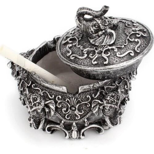 Elephant Ashtray Storage Ornaments Household Tobacco Ash Storage Cute Animal Resin Ashtray Vintage Home Decor Gift for Boyfriend