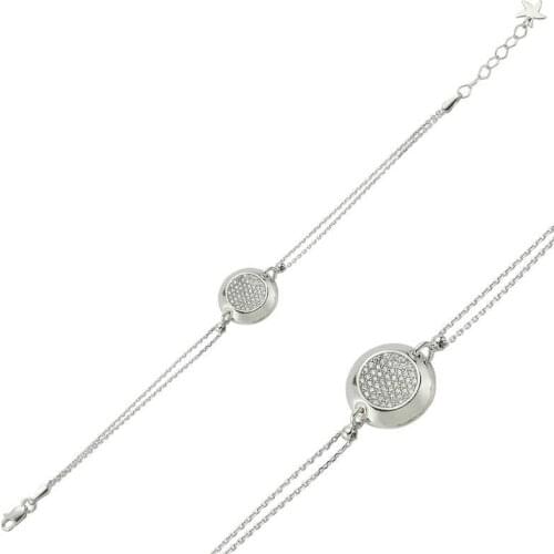 Silver White Cubic Zirconia Round Womens Bracelet