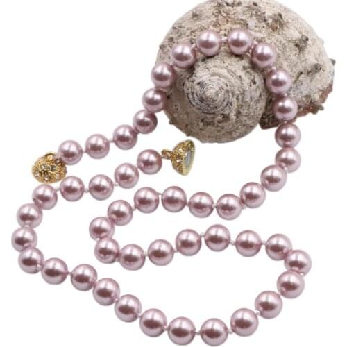 Women Natural Sea Shell Pearl Necklace Round Pendant Pearls Shells Beads Short Necklaces Wedding Classic Choker Jewelry 18" B116