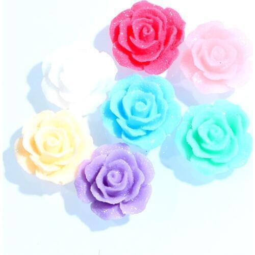 20Pcs Mixed Kawaii Resin Shine Flower Cabochon Flatback Decoration Crafts Embellishments For Scrapbooking Diy Accessories