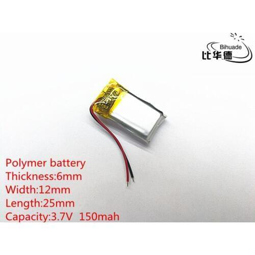 3.7V,150mAH,601225 PLIB; polymer lithium ion / Li-ion battery for GPS,mp3,mp4,mp5,dvd,bluetooth,model toy mobile bluetooth
